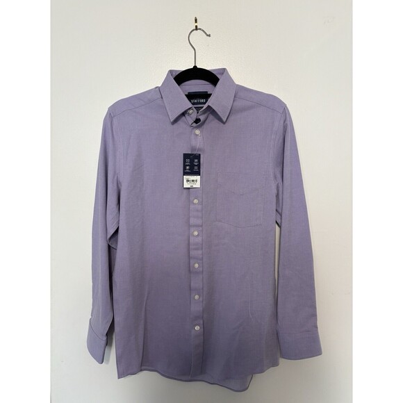 Stafford Premium Stretch Shirt, S, 14-14.5 32/33, Lilac, NWT - Picture 1 of 4